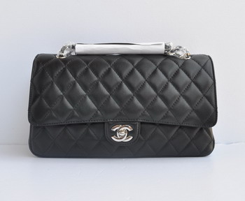 Chanel Marble 2.55 Double Flap Handbag 1113 Black with Silver Chain