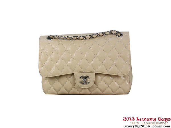 Chanel 2.55 Classic Flap Bag Apricot Original Cannage Patterns Leather Silver