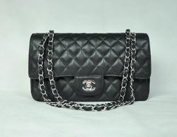Chanel 2.55 Quilted Flap Bag 1112 Black with Silver Hardware