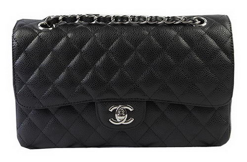 Chanel 2.55 Series Bags Black Cannage Pattern Leather CFA1112 Silver