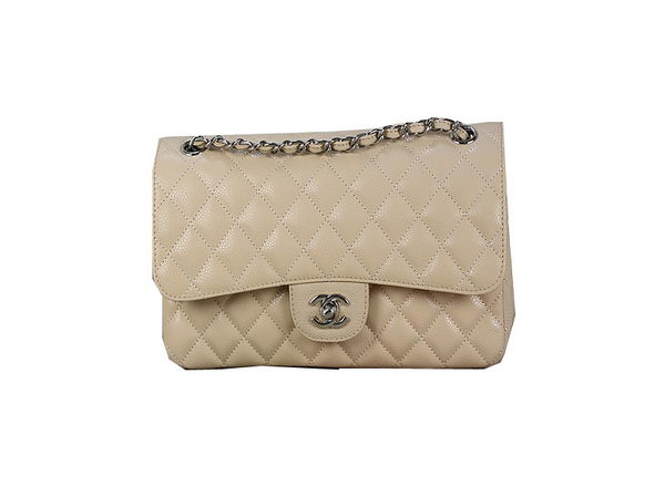 Chanel 2.55 Series Classic Flap Bag 1112 Apricot Original Cannage Pattern Leather Silver
