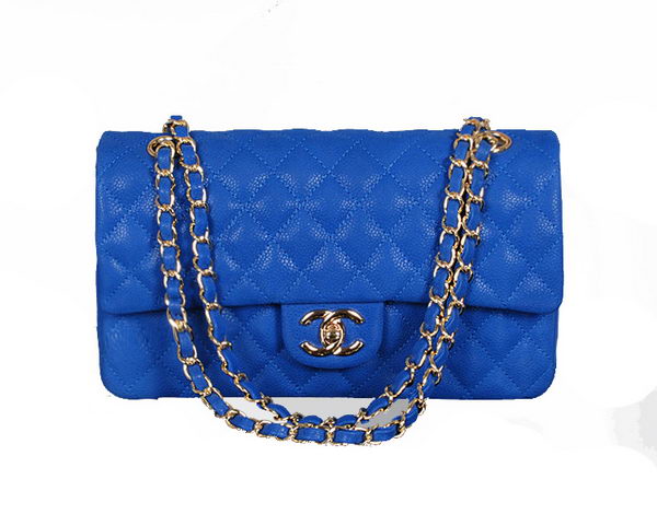 Chanel 2.55 Series Classic Flap Bag 1112 Blue Original Cannage Pattern Leather Gold
