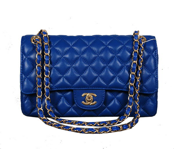 Chanel 2.55 Series Classic Flap Bag 1112 RoyalBlue Sheep Leather Gold