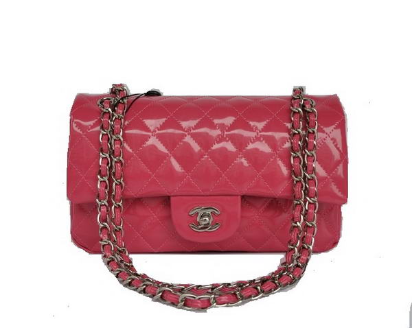Cheap Chanel 2.55 Series Flap Bag 1112 Peach Patent Leather Silver Hardware