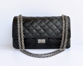 Chanel 2.55 Flap Bag 30226 elephantskin black with silver chain