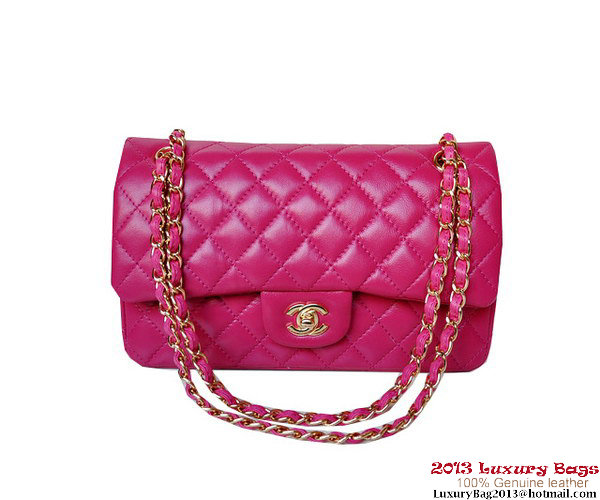 Chanel A01112 Classic Flap Bag Plum Sheepskin Gold