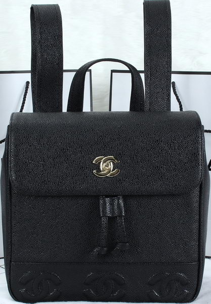 Chanel Backpack Cannage Pattern Leather CHA8303 Black