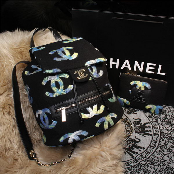 Chanel Backpack Villus Leather CA68030 Black