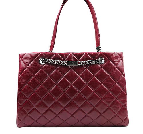 Chanel Calfskin Shopping Bag Embellished A92525 Burgundy