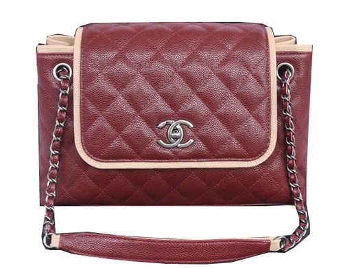 Chanel Large Caviar Leather Messenger Bag A30451 Burgundy