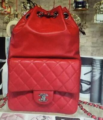 Chanel Sheepskin Leather Backpack 15ss Red