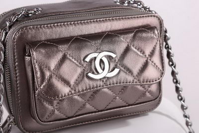 Chanel Small Camera Case Lambskin Leather A94206 Silver
