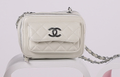 Chanel Small Camera Case Lambskin Leather A94206 White