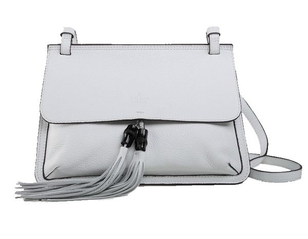 Gucci Bamboo Daily Leather Flap Shoulder Bag 370826 White