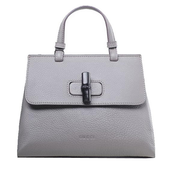 Gucci Bamboo Daily Leather Top Handle Bag 370831 Grey