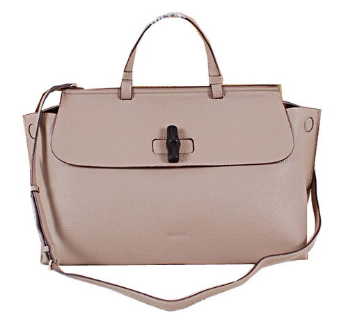 Gucci Bamboo Daily Leather Top Handle Bags 370830 Grey