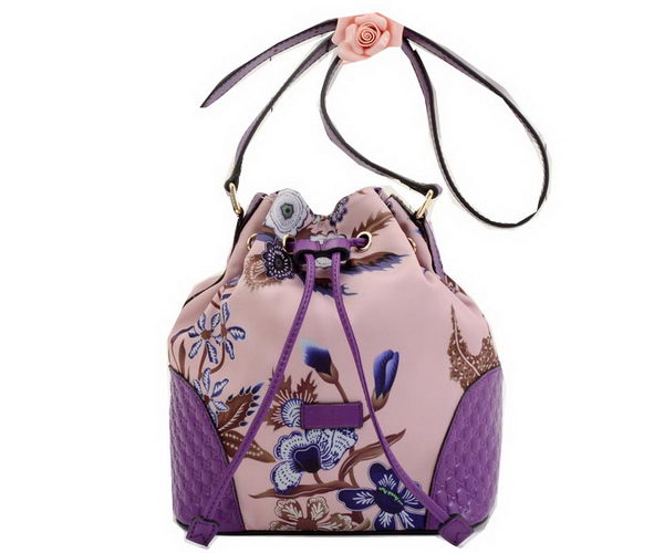 Gucci Camouflage Leather Bucket Bag 354228 Purple