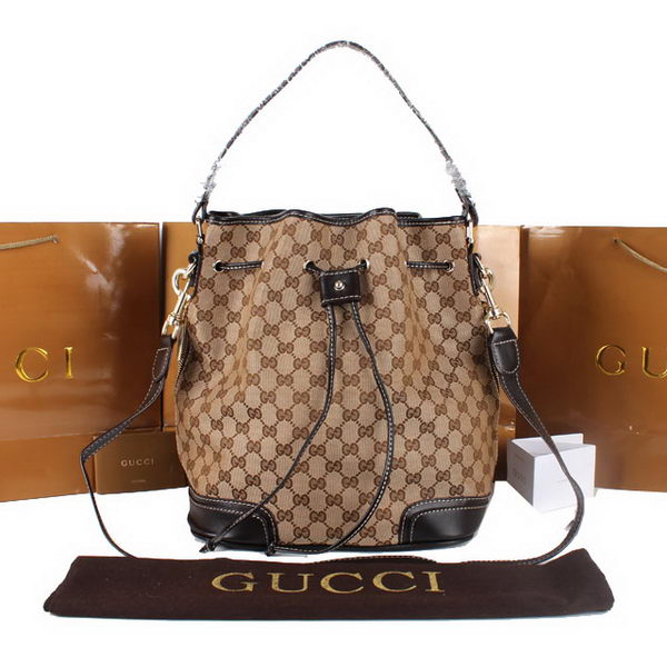 Gucci GG Drawstring Sling Shoulder Handbag 179019 Brown