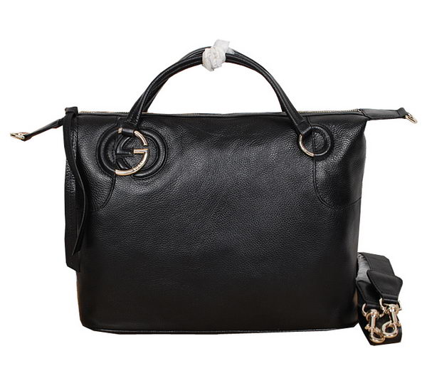 Gucci Twill Calf Leather Top Handle Bag 309529 Black