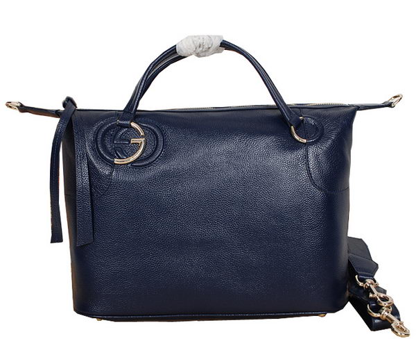 Gucci Twill Calf Leather Top Handle Bag 309529 Blue