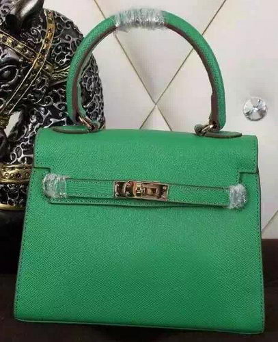 Hermes Kelly 20cm Tote Bag Litchi Leather K20 Green