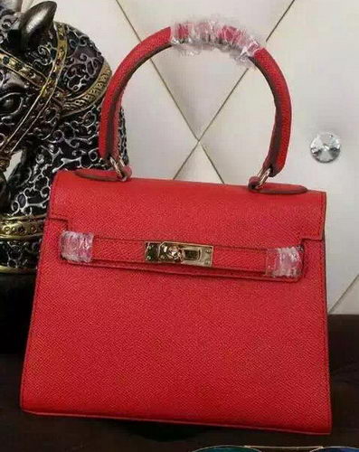 Hermes Kelly 20cm Tote Bag Litchi Leather K20 Red