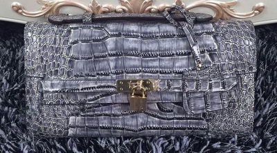 Hermes Kelly Clutch Bag Croco Leather K2651 Grey