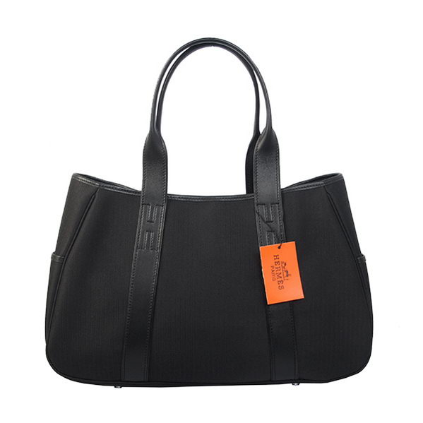 Hermes Tote Bag Canvas & Leather H1035 Black