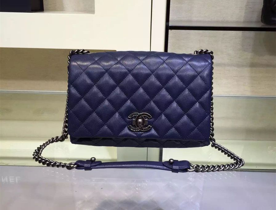 borse Chanel MOCASSINO FLAP A93017 blu caduta-INVERNO