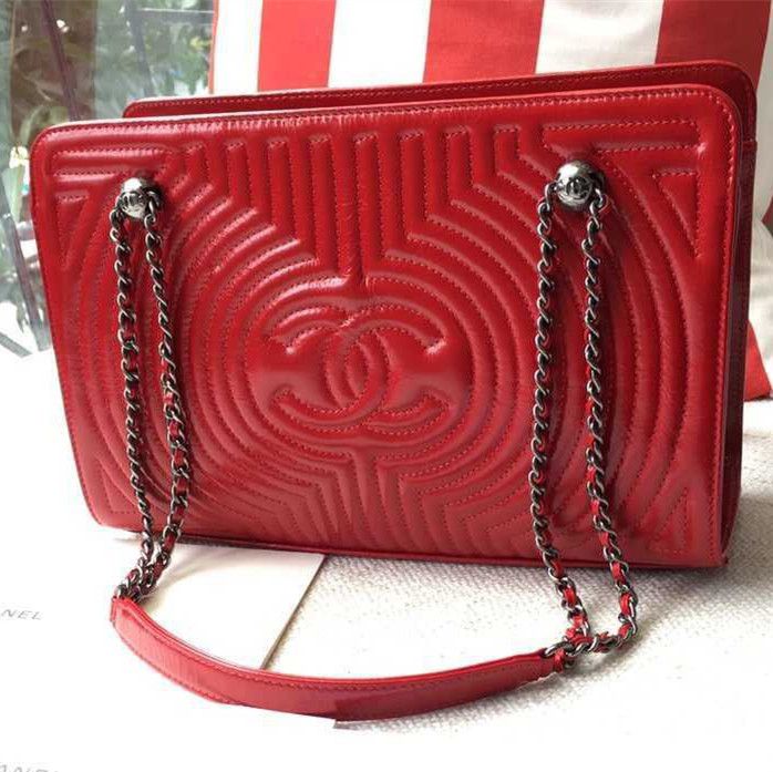 Chanel Piccola geometrica Wa borse x y vitello Shopping spalla Red /