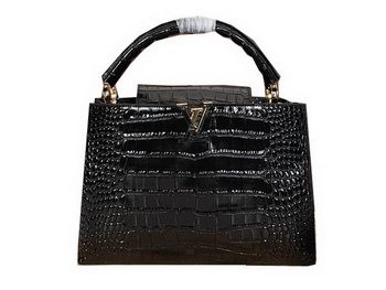 Louis Vuitton Capucines Elegante borsa MM M48868 Nero Croco Leather