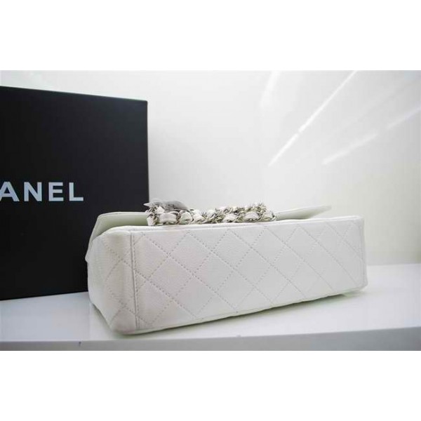 A47600 Chanel White Caviar Leather Flap Borse Maxi Con Silver Hw