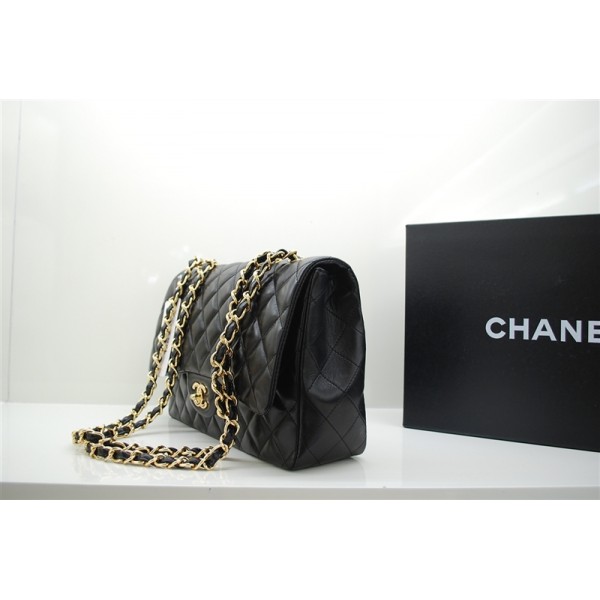 Borse Chanel A47600 Flap Pelle Di Agnello Nero Con Hardware Oro
