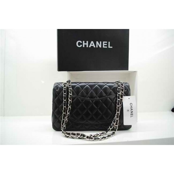 Borse Chanel Flap A01112 Nero Agnello Con Silver Hw