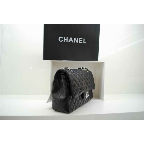 Borse Chanel Flap A01112 Nero Agnello Con Silver Hw