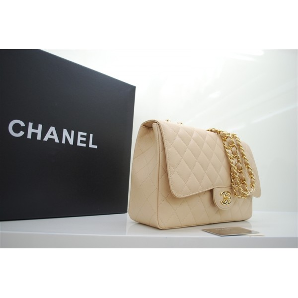 Chanel 2010 Jumbo Flap Borse Caviar Leather Beige Con Oro Hw