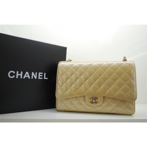 Chanel A47600 Flap Borse In Vernice Con Maxi Oro Argento Hw