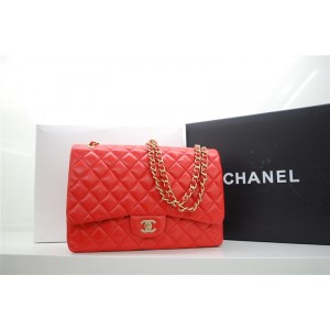 Chanel A47600 Maxi Flap Borse Rosso Arancione Con Hardware Oro
