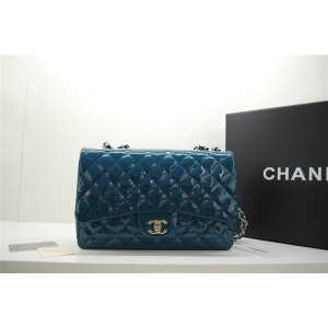 Chanel A47600 Nero Vernice Borse Jumbo Flap Con Silver Hw