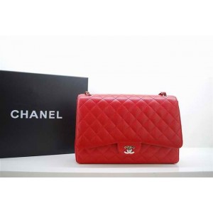 Chanel A47600 Red Caviar Leather Flap Borse Maxi Con Silver Hw