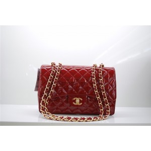 Chanel A47600 Red Patent Leather Borse Jumbo Flap Con Oro Hw