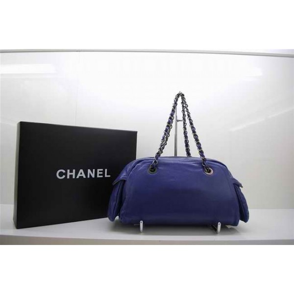 Chanel A47977 Borse Bowling In Pelle Caviar Blue