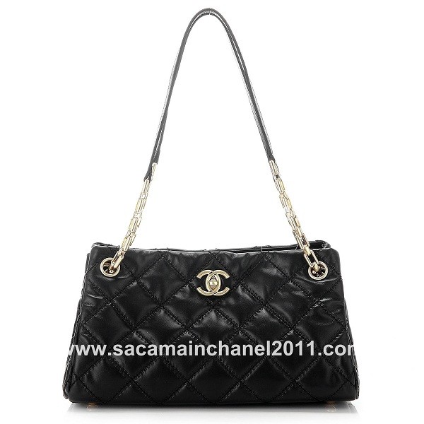 2011 New Chanel Quilted Black Leather Borse Piccoli