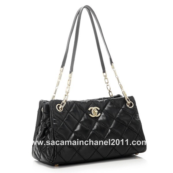 2011 New Chanel Quilted Black Leather Borse Piccoli