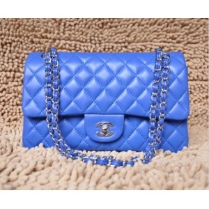 Borse Chanel A01112 Blue Classic Flap Pelle Di Agnello Con Shw