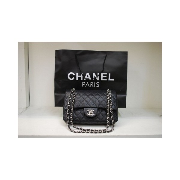 Chanel 255 Flap Bag In Pelle Caviar Black Classic Con Shw