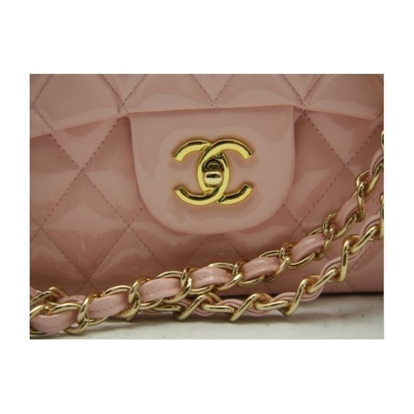 Nuovo Chanel 2011 Borse Flap In Pelle Verniciata Rosa Con Ghw
