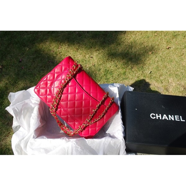 Trapuntato Chanel 2011 Rose Red Borse Flap Pelle Di Agnello Con