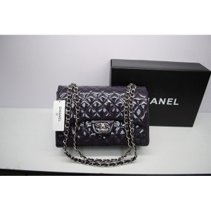 Chanel 2012 Borse Flap In Pelle Verniciata Viola Jumbo Con Ecs