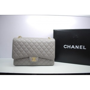 Chanel 2012 Grigio Caviar Flap Borse Maxi Con Ghw Pelle